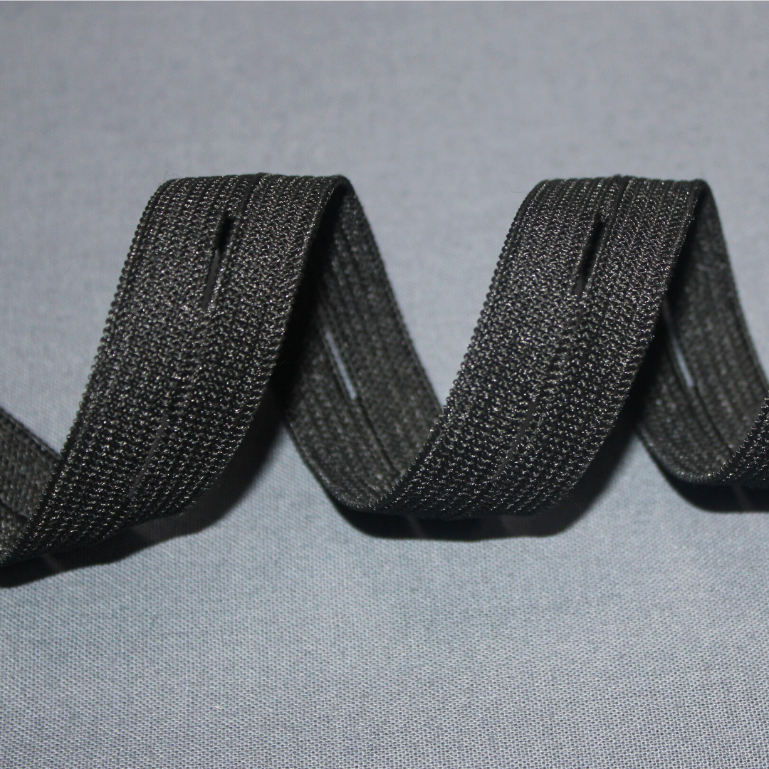 картинка Тесьма эластичная вязаная черная с петлей 20мм с3329 АО «Лента»